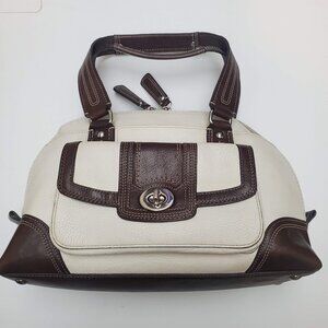 COACH IVORY/BROWN LEATHER TOTE/PURSE/HANDBAG